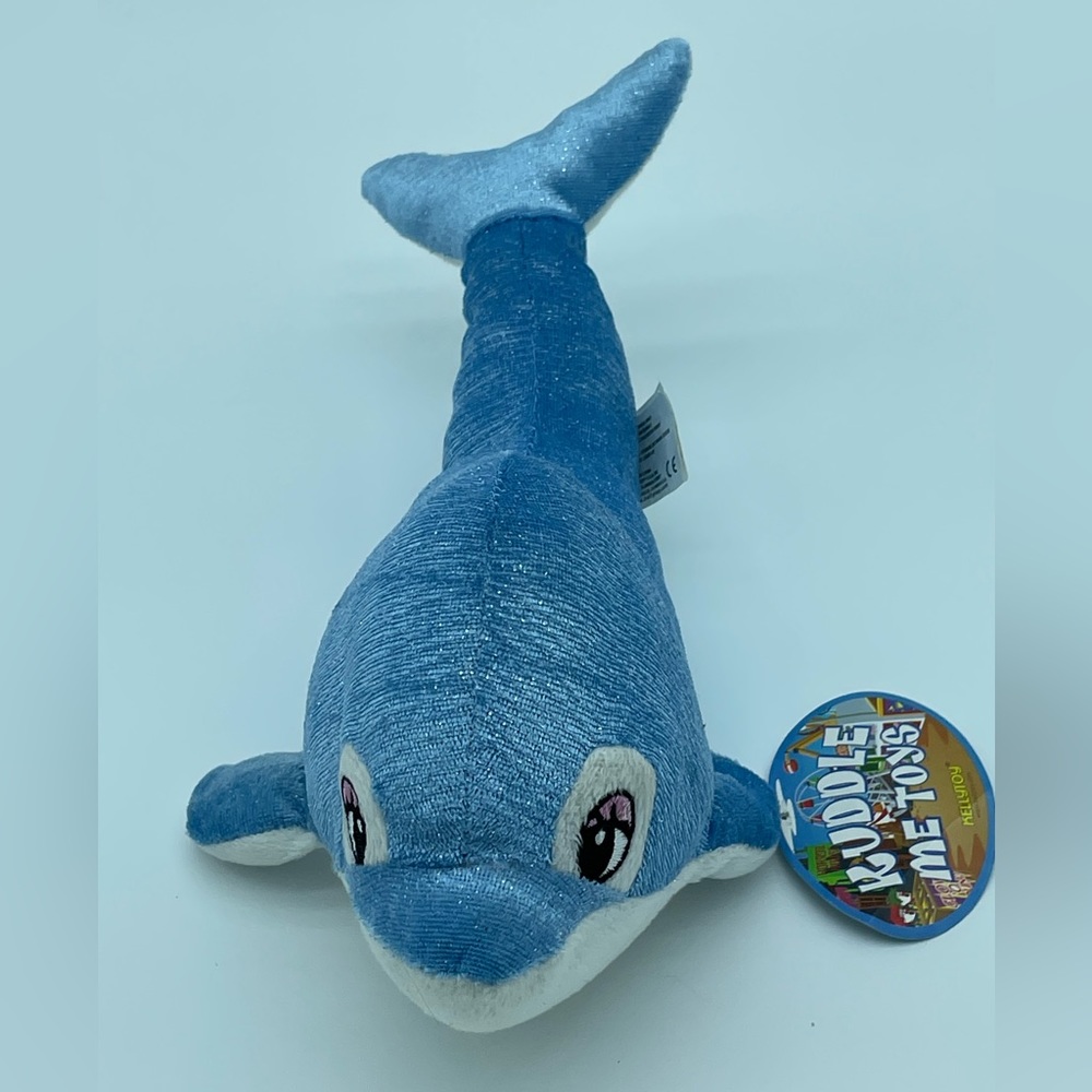 NWT Kellytoy Stuffed Animal Kuddle Me Toys Blue Sparkle Glitter Dolphin Plush Sf